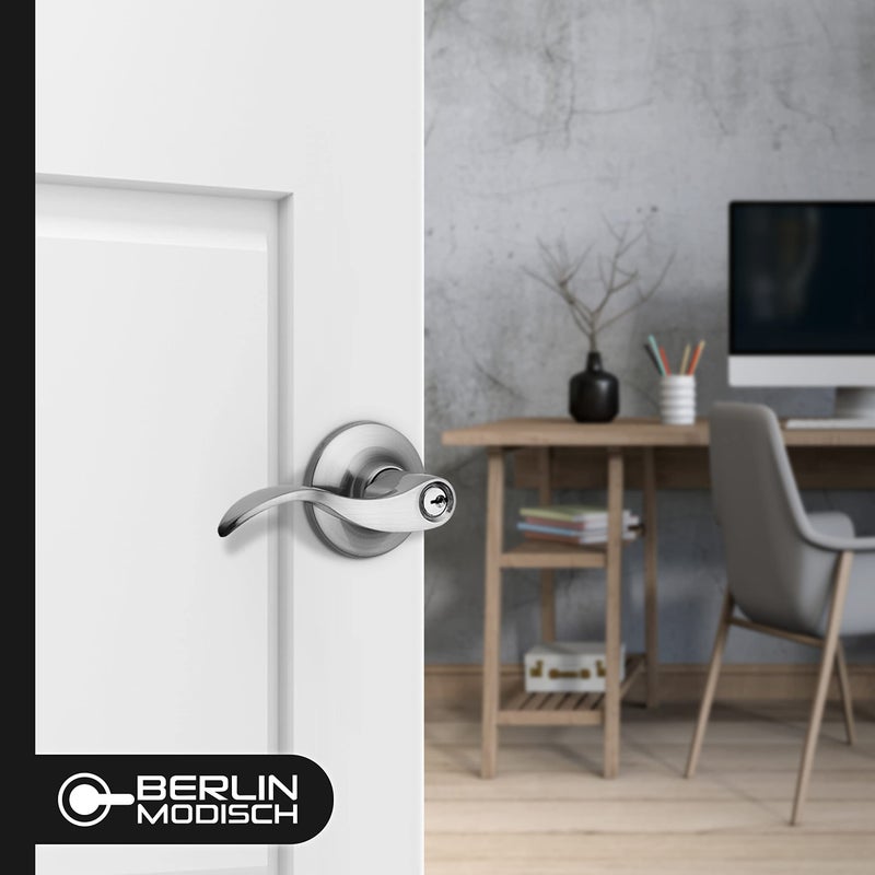 Berlin Modisch Passage Lever Door Handle [Non-Locking Lever Set] for Hallway Doors or Closets with a Satin Nickel Finish, Reversible for Right & Left Side, Classic Series - Image 2
